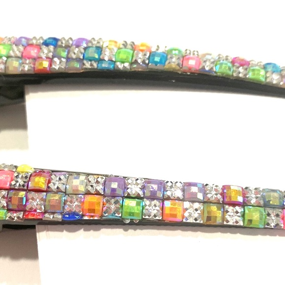 Updo Hair Clips Set Of 2 Rainbow Squares - Picture 5 of 5